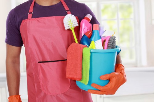 Bathroom house cleaning with sanitized sink and shower surfaces