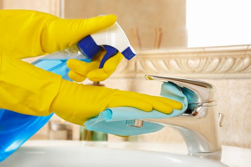 Sanitized Airbnb bathroom with polished surfaces